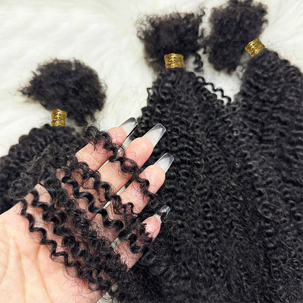 Unprocessed Afro Curly Bulk Human Hair Knotless Human Braiding Hair No Weft 1/3/5 Packs