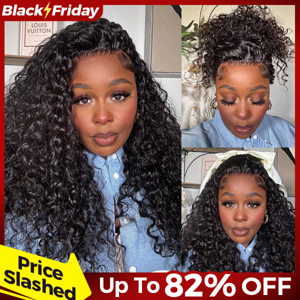 OQ HAIR Water Wave Invisi-Drawstring Flexible Fit 360 Lace Frontal Glueless Wig With Bleached Knots