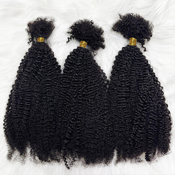 Unprocessed Afro Curly Bulk Human Hair Knotless Human Braiding Hair No Weft 1/3/5 Packs