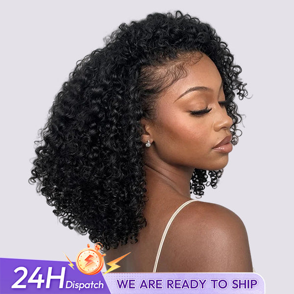 24H Shipping | Afro Curly Wear Go Half Wig With Drawstring Seamless Melt Beginner Friendly