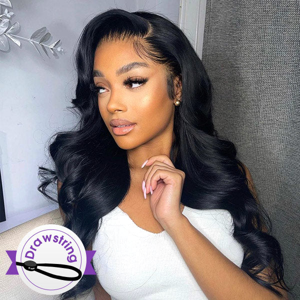 Body Wave Pre Bleached Knots Snug Fit Drawstring 13x4 13x6 HD Lace Front Wear Go Glueless Wig