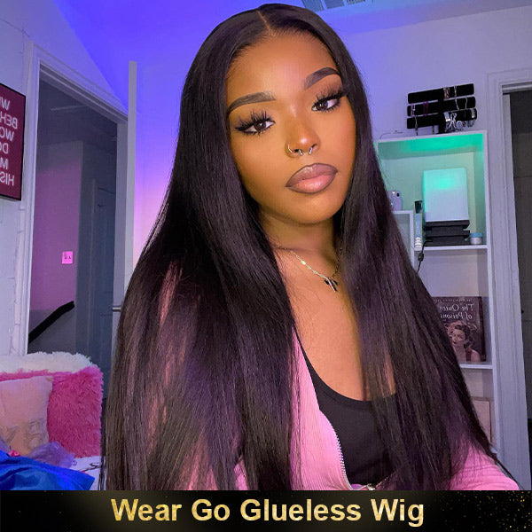 OQHAIR Silky Straight Easy Wear Go Glueless Wigs Pre Cut 4x6 HD Lace Closure Wigs Beginner Friendly