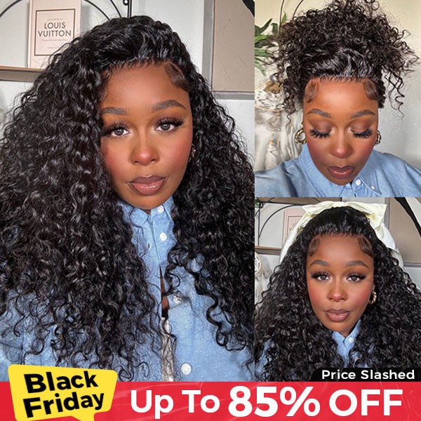 OQ HAIR Water Wave Invisi-Drawstring Flexible Fit 360 Lace Frontal Glueless Wig With Bleached Knots