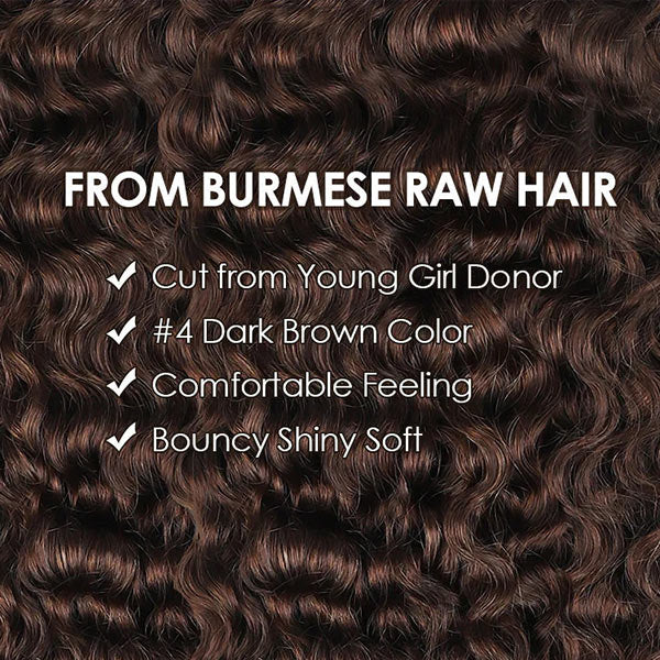 OQ HAIR #4 Chocolate Brown Reusable Burmese Curly Knotless Crochet Human Hair For Black Women Miracle Knots
