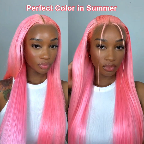 pink color buss down wig