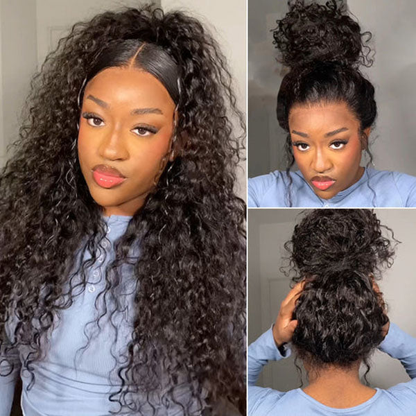 OQ Hair Water Wave Invisi-Drawstring Flexible Fit 360 Lace Frontal Glueless Wig With Bleached Knots