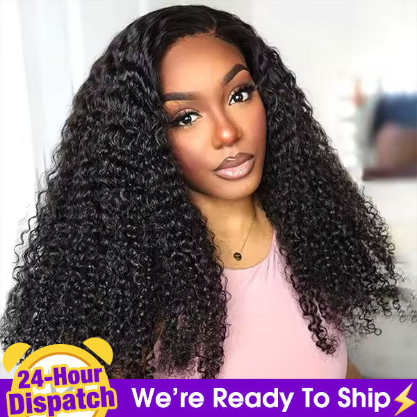 24h Shipping | Kinky Curly Wear Go Wigs 7x5 HD Lace Pre Cut Lace Closure Glueless Wigs With Bleached Knots