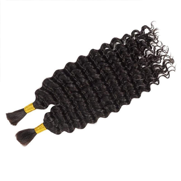 Unprocessed Deep Wave Bulk Human Hair Natural Color No Weft Boho Hair For Braiding 1/3/5 Packs