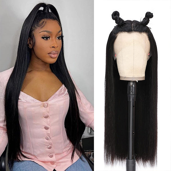 Premium Straight Human Hair 13x6 Lace Frontal Wig Natural Melt And Sleek Look