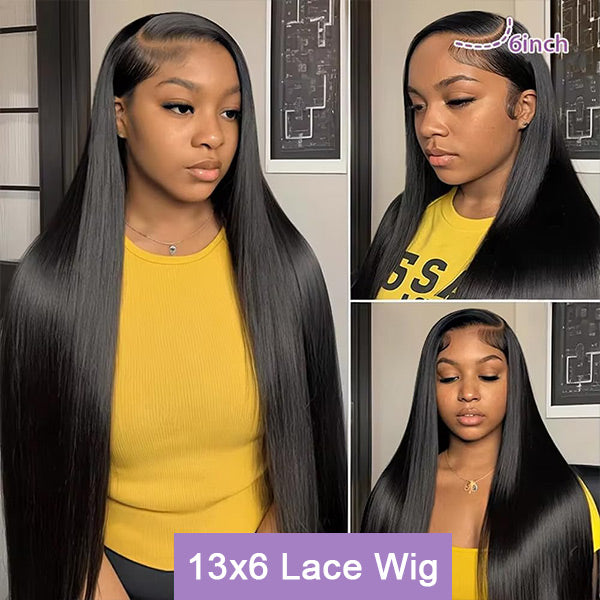 Premium Straight Human Hair 13x6 Lace Frontal Wig Natural Melt And Sleek Look