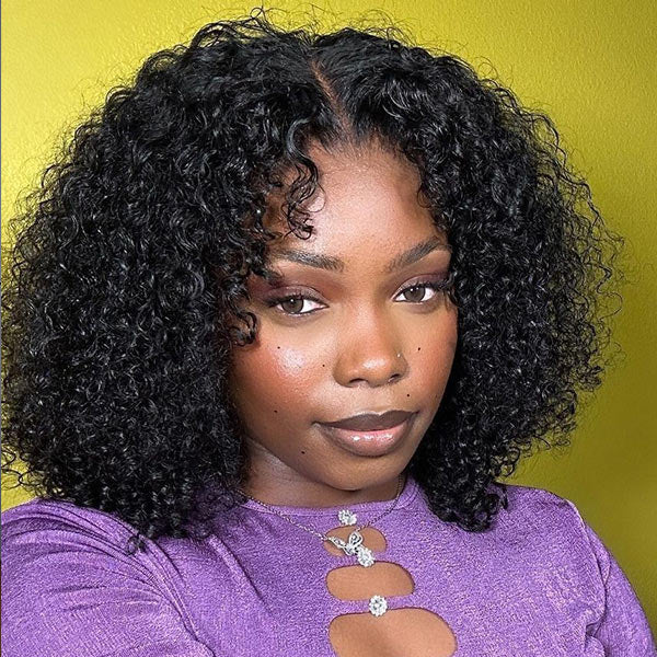 USA Warehouse Clearance | Kinky Curly Human Hair Bob Wig 13x4 Lace Frontal Wig