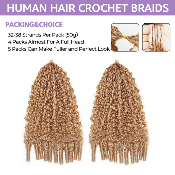 TikTok Viral Burmese Curly #27 Honey Blonde Pre-Separated Feather Crochet Human Hair Invisible Knotless Pre-Looped Hair Extension