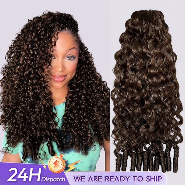 24H Shipping | OQ HAIR #4 Chocolate Brown Reusable Burmese Curly Knotless Crochet Human Hair For Everyday Glam