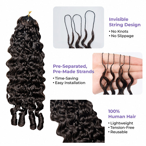 Pre-sale | OQ HAIR Reusable #2 Dark Brown Knotless Burmese Curly Crochet Hair Extensions