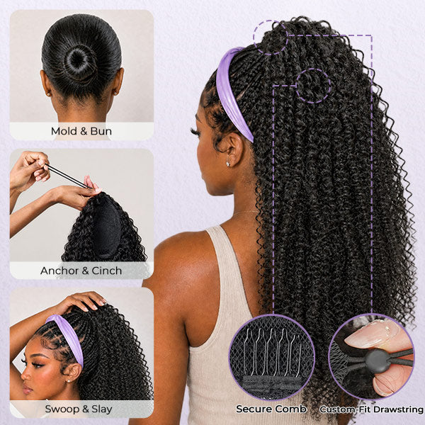Water Wave Ponytail With Clip In 100% Human Hair Wrap-around With Drawstring Ponytail Extension Quality Hair
