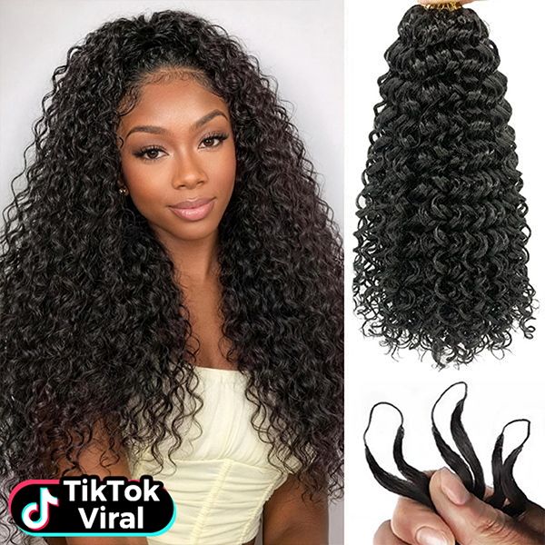TikTok Viral Feather Water Wave Crochet Human Hair Miracle Knots Pre-Separated Crochet Hair Premium Crochet Human Hair