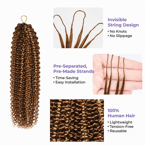 Pre-sale | OQ HAIR Pre Looped Highlight Brown 4/27 Kinky Curly Crochet Human Hair Extensions