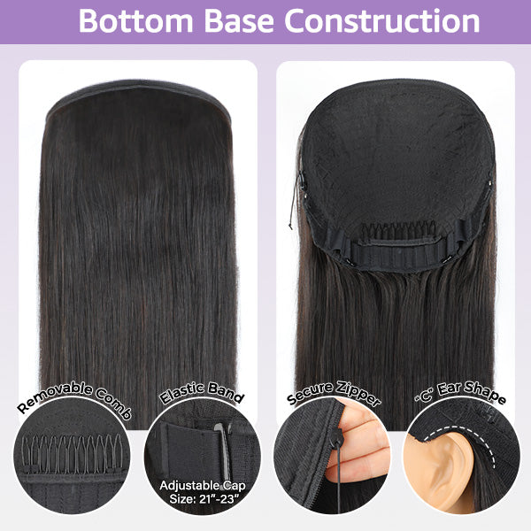 OQ Hair Block Wig Straight Hair Bleached Knots Wig With Optional Replaceable Zip Lace Tops