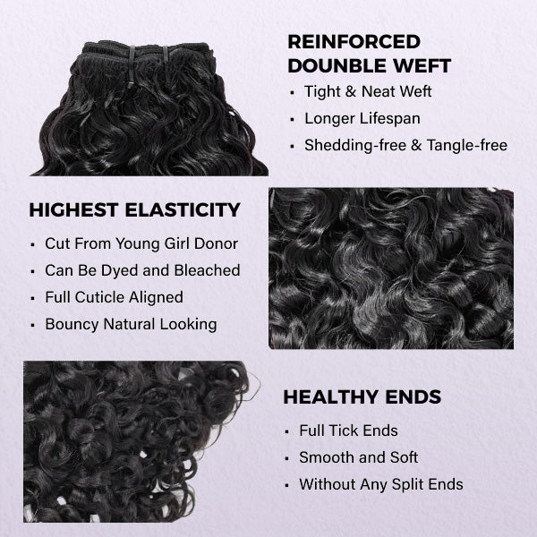 Indian Curly Unprocessed Virgin Hair Bundles Thick Ends Machine Weft Sew In Weaves 1/3/4 Pcs