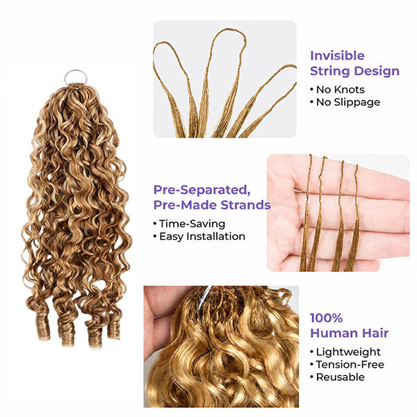 Pre-sale | OQ HAIR Pre Separated Brown Blonde Blend Burmese Curly Crochet Human Hair #27/30/613 Color For Boho Braids