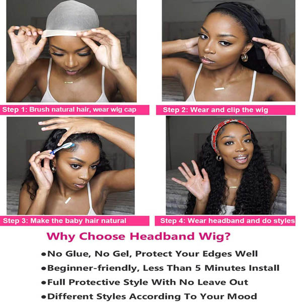 OQ HAIR Easy Wear Loose Wave Headband Wig Protective Style For Effortless Bouncy Waves