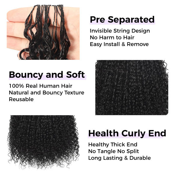 OQ HAIR Bouncy Look Kinky Curly Crochet Human Hair Tangle Free For Natural Boho Braids