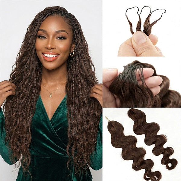 OQ HAIR Body Wave Chocolate Brown Crochet Human Hair Lightweight & Reusable Beginner Friendly Style