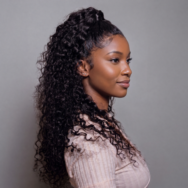 Water Wave Ponytail With Clip In 100% Human Hair Wrap-around With Drawstring Ponytail Extension Quality Hair