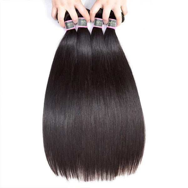 4 Bundles Straight Human Virgin Hair Natural Black