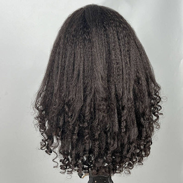 OQ HAIR Kinky Straight Burmese Curly Headband Wig Glueless Install Human Hair Wig