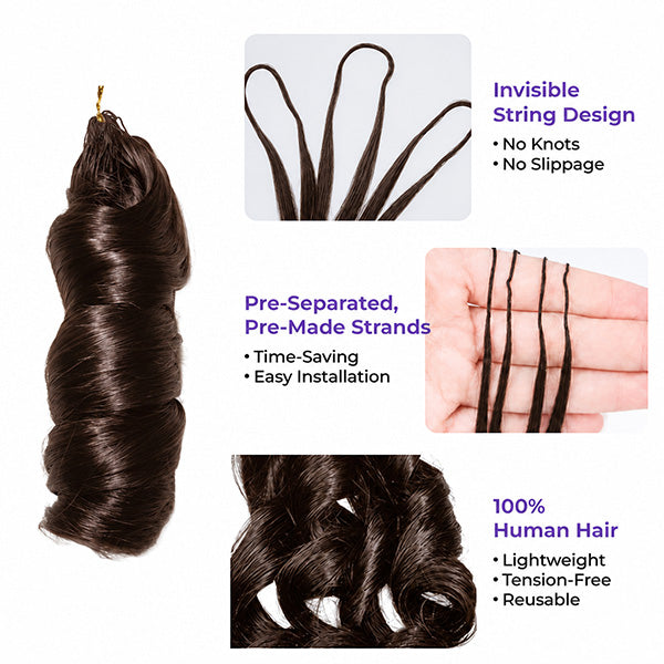 Pre-sale | OQ HAIR 100% Human Hair #4 Chocolate Brown Bouncy French Curl Crochet Braids