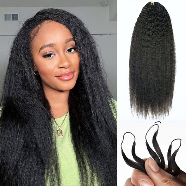 OQ HAIR Natural Kinky Straight Crochet Human Hair Lightweight Micro Twists Pre Separated for Easy Styling