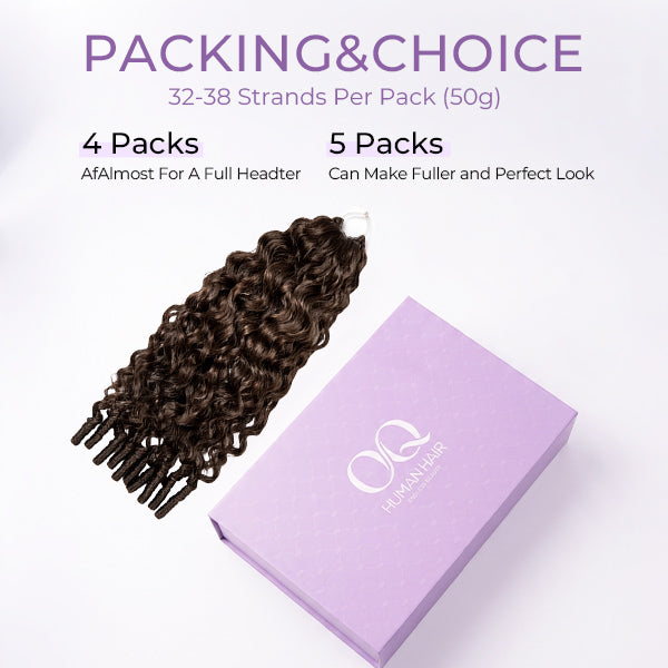 24H Shipping | OQ HAIR #4 Chocolate Brown Burmese Curly Human Hair Knotless Crochet Hair Reusable Easy Install