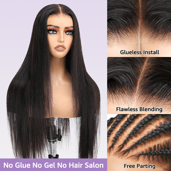 OQ HAIR Straight Hair Glueless Pre-cut 7x5 HD Lace Wear Go Wig With Elastic Drawstring Natural Appearance