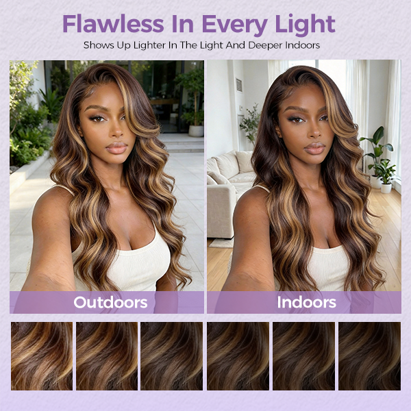 IG Hot Honey Blonde and Chocolate Brown Color Skunk Stripe Straight Hair Preplucked 13x4 Lace Front Wig