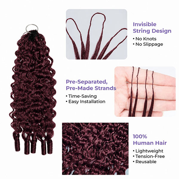 Pre-sale | OQ HAIR Blackcurrant Brunette Burmese Curly Pre Looped Human Hair Featuring Invisible Knots for Quick Installation
