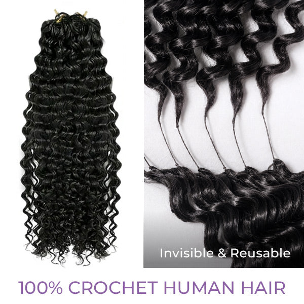 24H Shipping | OQ HAIR Lightweight Feather Water Wave Crochet Human Hair Miracle Knots Beginner Friendly