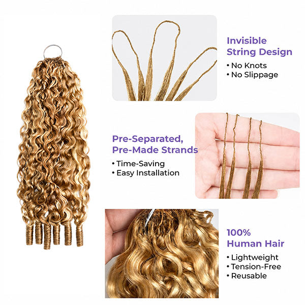 Pre-sale | OQ HAIR Pre Separated Brown Blonde Blend Burmese Curly Crochet Human Hair #27/30/613 Boho Braids