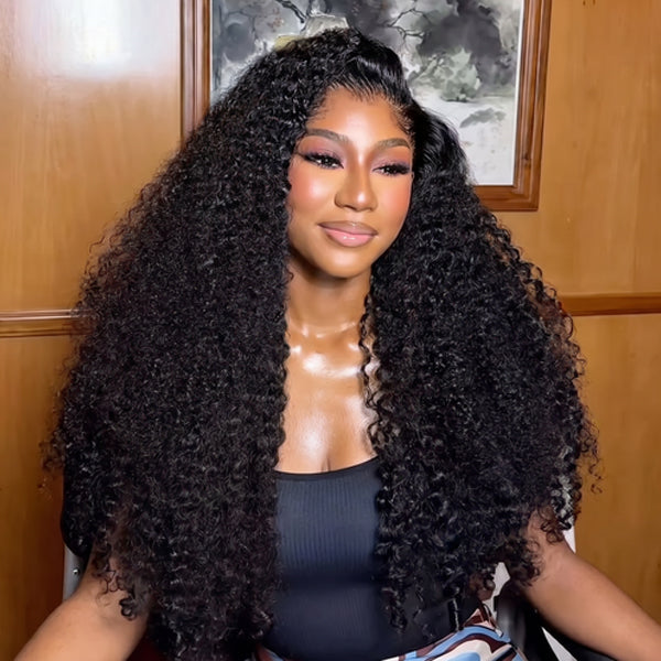 OQHAIR HD Lace Wigs Kinky Curly Mongolian Virgin Human Hair Pre-Plucked Lace Front Wigs with Baby Hair