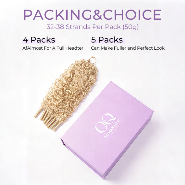 24h Shipping | OQ HAIR 613 Honey Blonde Burmese Curly Crochet Human Hair Weightless Volume Natural Skin Part Easy DIY