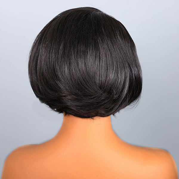 OQ HAIR Straight Blow Out Hair Cut Bob Wig Pre-Cut HD Lace Wear Go Glueless Wig