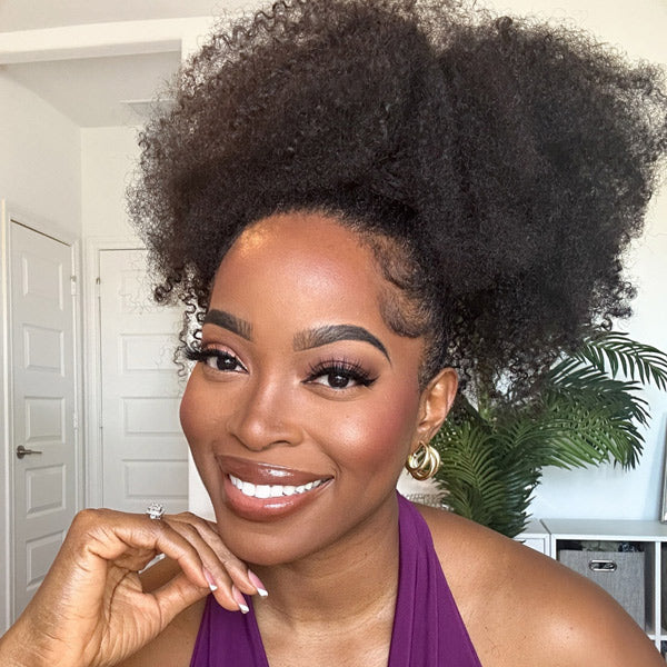 80% OFF | Afro Curly Flexible Fit 3-In-1 Half Wig With Drawstring Natural Hairline Beginner Friendly