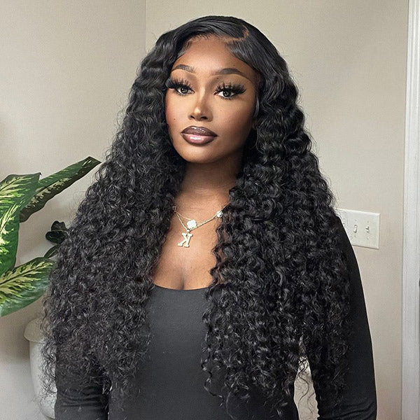 Water Wave Lace Frontal Wig Natural Looking Versatile Style 100% Human Hair Wig