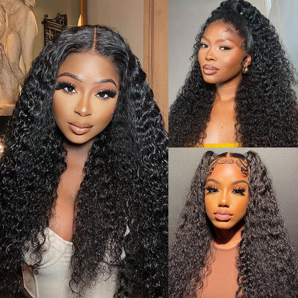 Water Wave Lace Frontal Wig Natural Looking Versatile Style 100% Human Hair Wig