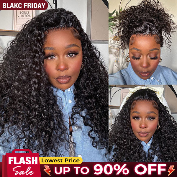 OQ HAIR Water Wave Invisi-Drawstring Flexible Fit 360 Lace Frontal Glueless Wig With Bleached Knots