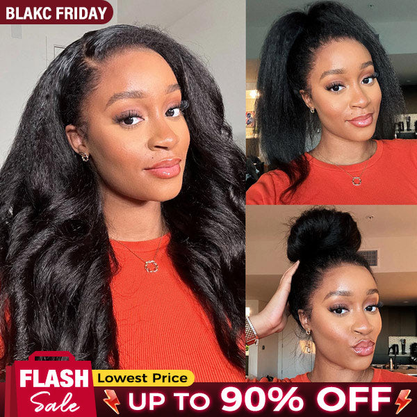 3 In 1 Half Wig | Easy Wear Kinky Straight Wear Go Half Wig Comfortable Fit No Glue Needed