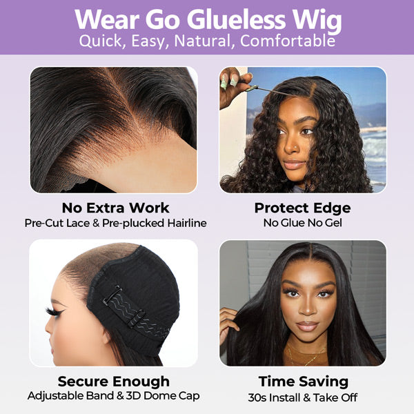 Today's Deal | Straight Hair And Body Wave Hair Easy Wear Go Glueless Wigs Pre-Cut 6x4 Swiss Lace