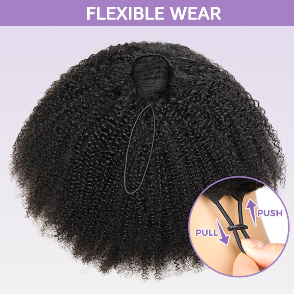 OQ HAIR Afro Curly Glueless Install Comfortable 3-In-1 Wear Go Half Wig