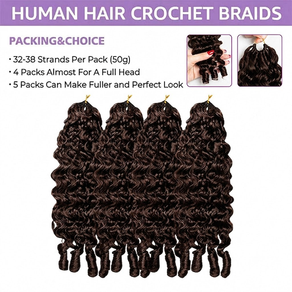 Pre-sale | OQ HAIR Reusable #2 Dark Brown Knotless Burmese Curly Crochet Human Hair Extensions