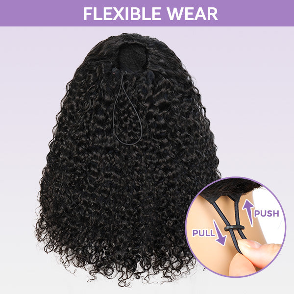 3 In 1 Half Wig | Reddish Brown Kinky Curly Half Wig Wear Go Glueless Wig